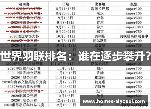 世界羽联排名：谁在逐步攀升？